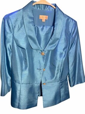 NWT Tahari Arthur S. Levine Blue Shimmer Skirt Suit - Size 8